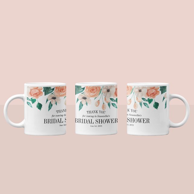 Elegant Peach Floral Bridal Shower Custom Favors Coffee Mug (Elegant Peach Floral Bridal Shower Custom Favors Coffee Mug
)