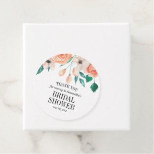 Elegant Peach Floral Bridal Shower Personalized  Favor Tags