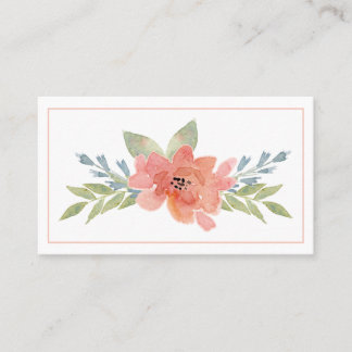 Elegant Peach Floral Business Card Watercolor
