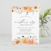 Elegant Peach Floral Mother's Day Brunch Invitation (Standing Front)