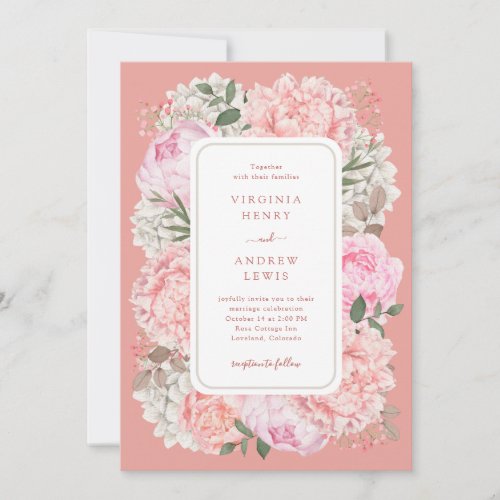 Elegant Peach Floral Wedding Invitation