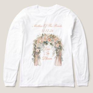 Elegant Peach Floral Wedding Long Sleeve T-Shirt Tri-Blend Shirt
