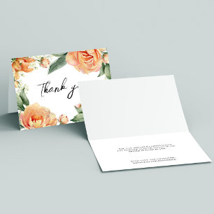 Elegant Peach Floral Wedding Thank You Card