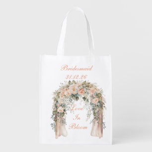 Elegant Peach Floral Wedding Tote Bag