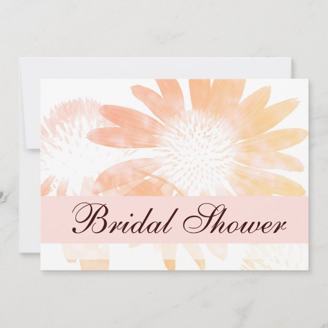 Elegant Peach Flower Bridal Shower Invitation (Front)