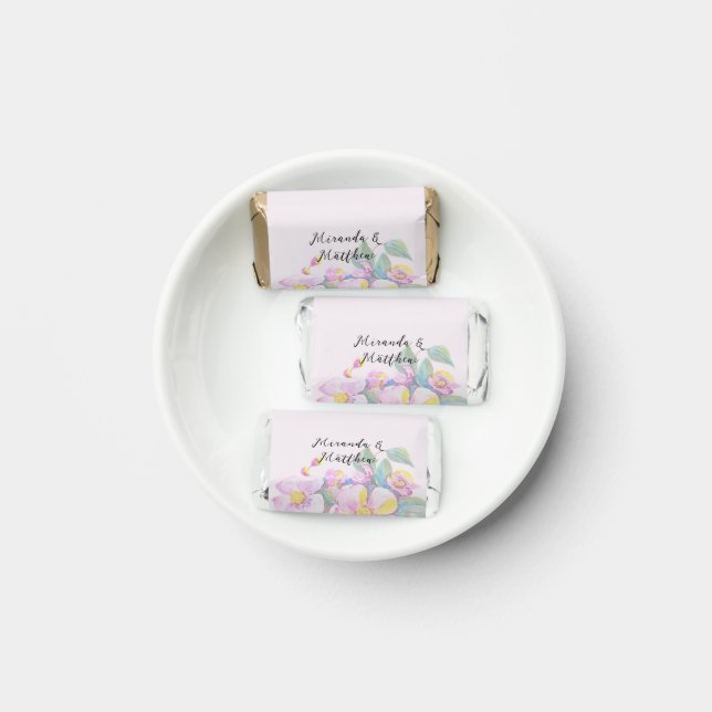 Elegant Peach Flowers Calligraphy Modern Hershey's Miniatures (Plate)