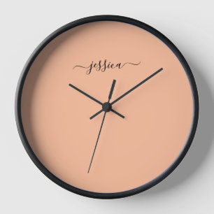 Elegant peach fuzz script name large clock