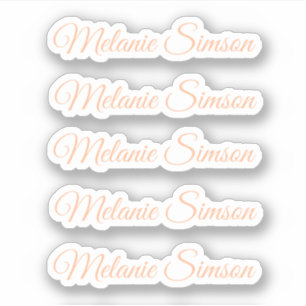 Elegant peach fuzz script personalized name sticker