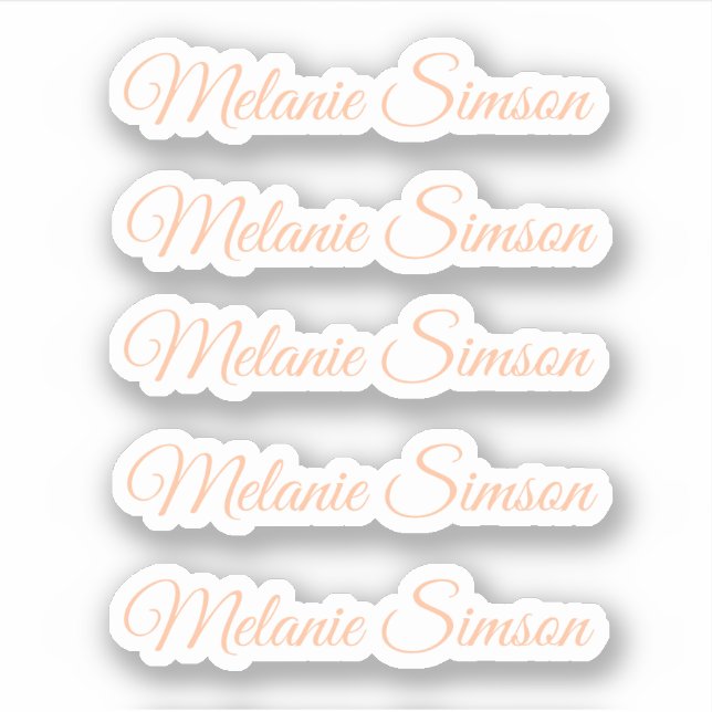 Elegant peach fuzz script personalized name sticker (Front)