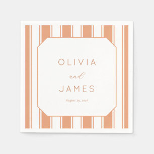 Elegant Peach Geometric Stripes Napkins