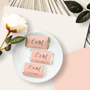 Elegant Peach Glitter Monogram Wedding Hershey's Miniatures