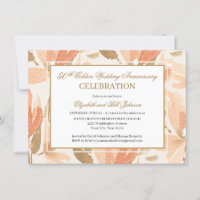 Elegant Peach Gold Cream 50th Wedding Anniversary