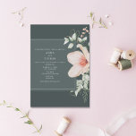 Elegant Peach & Gold Floral Emerald Wedding Invita Invitation<br><div class="desc">peach and gold floral botanical design at right with two tone emerald color scheme.</div>