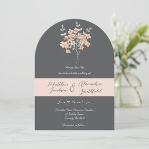 Elegant Peach &Green Watercolor Floral Invitation