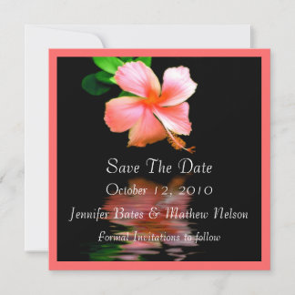 Elegant Peach Hibiscus Save the Date Announcements