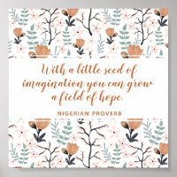 Elegant Peach Hope Quote Floral Inspirational Art