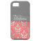 Elegant Peach Lipstick Shimmer Girly Damask Design