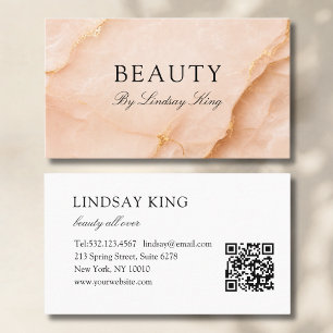Elegant Peach Marble QR Code Business Card