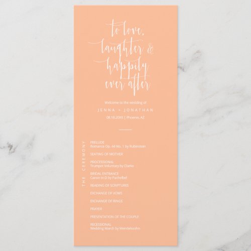 Elegant Peach Minimal QR Code Wedding Flat Program