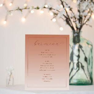 Elegant Peach Minimalist Bar Menu Foam Board