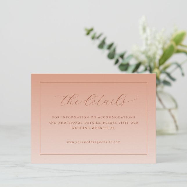 Elegant Peach Minimalist Calligraphy Enclosure Card (Standing Front)