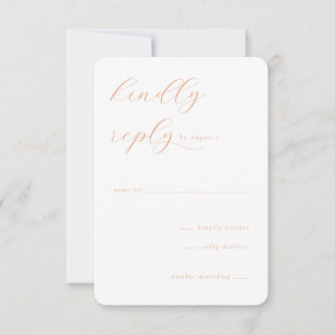 Elegant Peach Minimalist Calligraphy RSVP Card