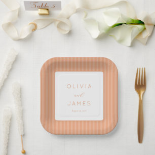 Elegant Peach Minimalist Paper Plates