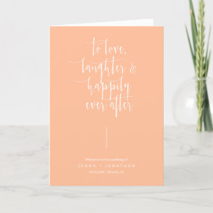 Elegant Peach Minimalist QR Code Wedding Folded Program