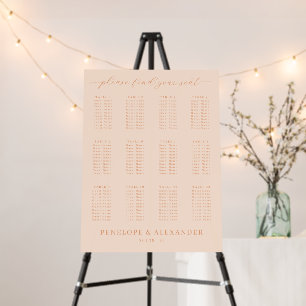 Elegant Peach Minimalist Seating Chart Foam Board