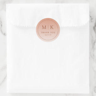 Elegant Peach Minimalist Thank You Classic Round Sticker