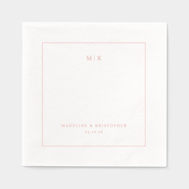 Elegant Peach Minimalist Typographic Foil Napkins (Front)