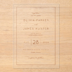 Elegant Peach Minimalist Wedding Invitation
