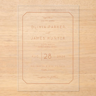 Elegant Peach Minimalist Wedding Invitation