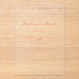 Elegant Peach Minimalist Wedding Invitation
