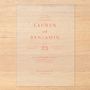 Elegant Peach Minimalist Wedding Invitation