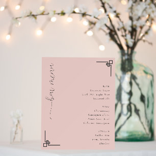 Elegant Peach Minimalist Wedding Menu Foam Board