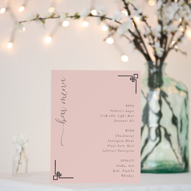Elegant Peach Minimalist Wedding Menu Foam Board (In Situ (Wedding))