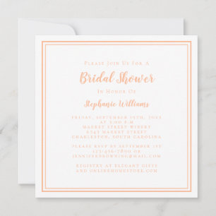 Elegant Peach Modern Script Bridal Shower  Invitation