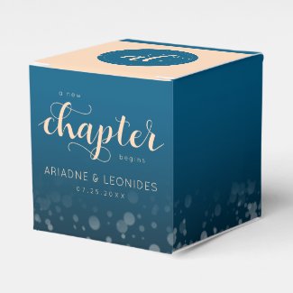Elegant Peach Mykonos Blue Wedding A New Chapter Tent Favor Box