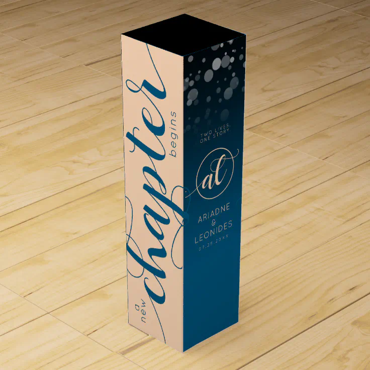 Elegant Peach Mykonos Blue Wedding A New Chapter Wine Box