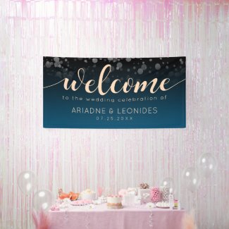 Elegant Peach Mykonos Blue Wedding Banner