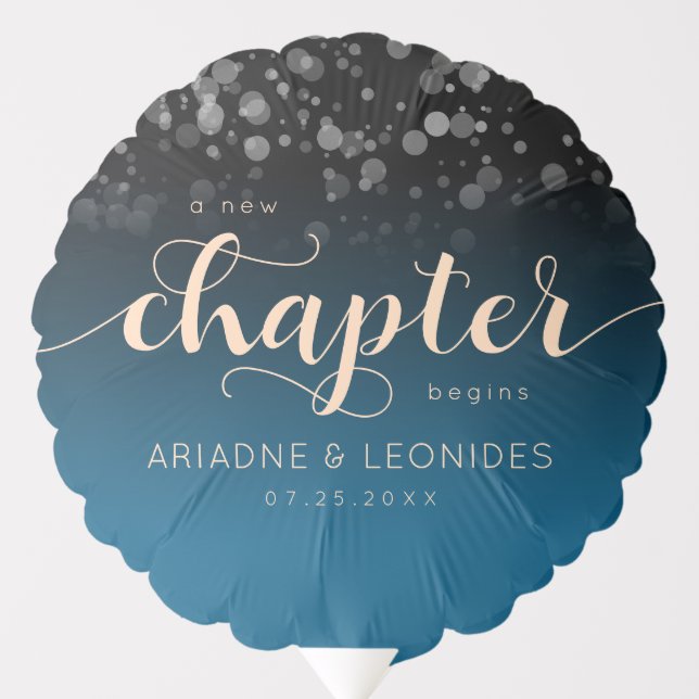 Elegant Peach Oceanic Blue Wedding A New Chapter Balloon (Front)