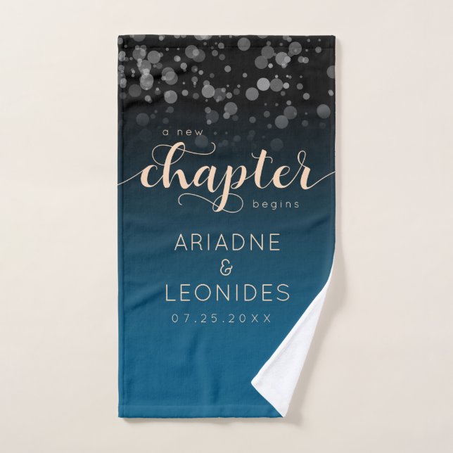 Elegant Peach Oceanic Blue Wedding A New Chapter Bath Towel Set (Hand Towel)