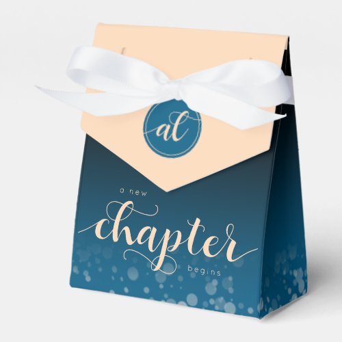 Elegant Peach Oceanic Blue Wedding A New Chapter Favor Boxes