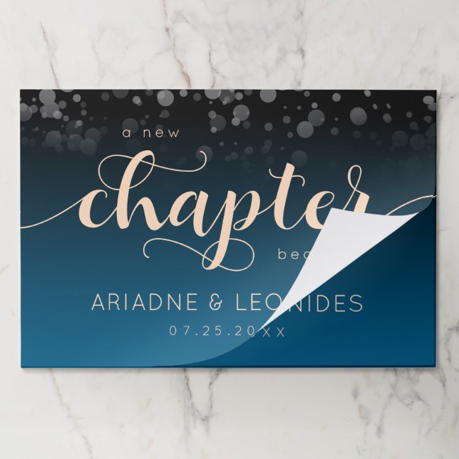 Elegant Peach Oceanic Blue Wedding A New Chapter Paper Pad (Folded)