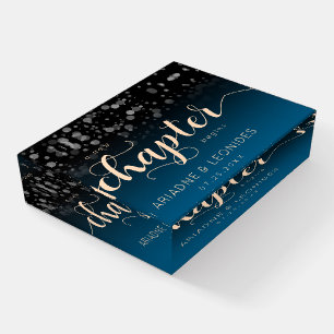 Elegant Peach Oceanic Blue Wedding A New Chapter Paperweight