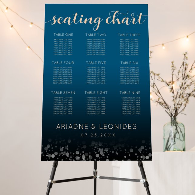 Elegant Peach Oceanic Blue Wedding Foam Board (In Situ (Stand))