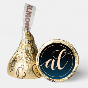 Elegant Peach Oceanic Blue Wedding Initials Hershey®'s Kisses®