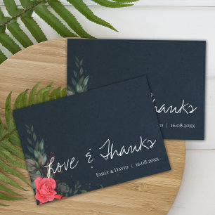 Elegant Peach Orange Floral Love & Thanks Wedding Thank You Card