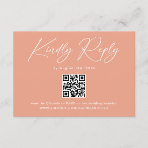 Elegant Peach Orange Wedding RSVP  Enclosure Card